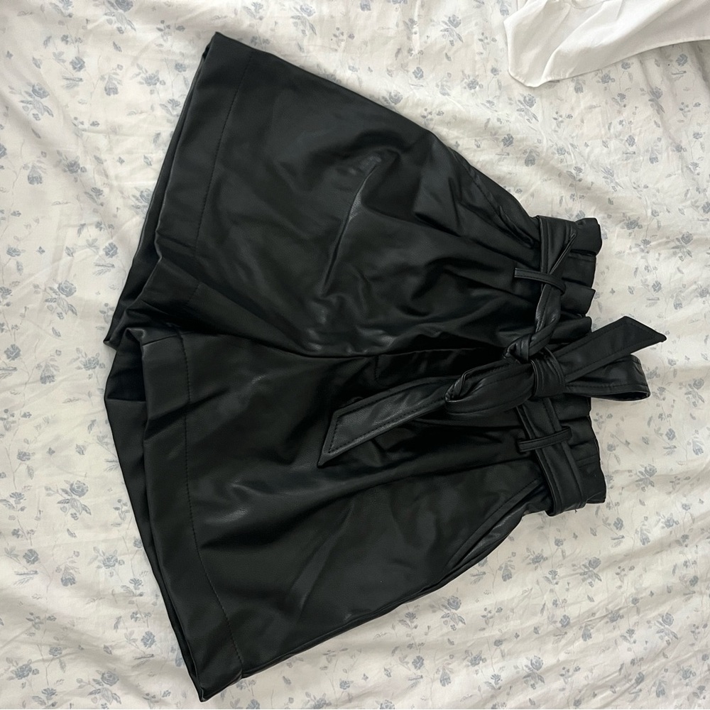 Zenana Outfitters Black Faux Leather Shorts